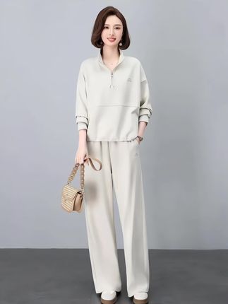 初秋休息套装 初秋穿搭灰色套装女2025新款休闲运动时尚中年妈妈超卫衣搭一整套#卫衣套装 #两件套 #秋冬新款 #休闲时尚#套装