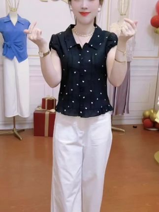 AML5 爱心蝴蝶时尚印花2025夏装甜美百搭遮肚显瘦夏季减龄衬衫女#印花短袖衬衫 #时尚穿搭 #穿出自己的风格 #好物分享 #谁穿谁好看