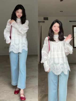 重工蕾丝衬衫~好法式 #穿搭