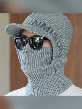 秋冬天加绒加厚保暖围脖一体冬季骑车防风防寒棉针织毛线帽子男款#帽子 #男帽子 #针织帽子 #围脖一体帽 #毛线帽子