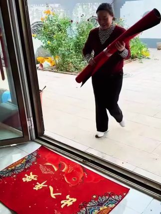 【福到我家】2025新款百福防滑地垫红色喜庆家用入户门浴室门防潮