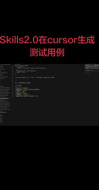 Skill2.0生成测试用例 Skills2.0生成测试用例 #测试开发 #skills #cursor #AI测试 #AI测试开发