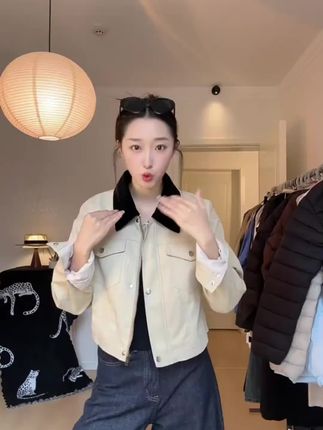 拼接撞色英伦风短外套女2025春季新款复古高级感时尚气质翻领夹克#视频同款 #复古 #高级感 #时尚气质 #百搭