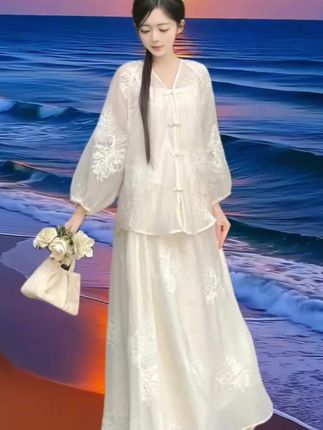 #大码新中式国风两件套#国风穿搭#胖mm国风套装#精致优雅#气质穿搭