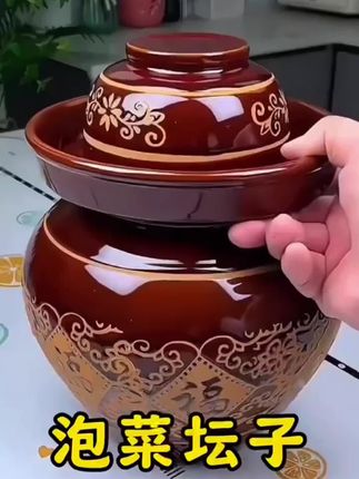 川渝泡菜坛子家用土陶瓷老式腌菜罐大容量加厚密封𦞴菜罐咸菜罐子#腌菜罐 #腌菜坛子 #密封罐 #咸菜罐 #咸菜罐子