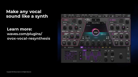 人声即乐器,OVox将这一点发挥到极致。借助Waves的Organic ReSynthesis®(ORS自然再合成)技术,和弦生成、声码器、Talk Box、变调/音高效果、琶音和无数人声合成效果,通过OVox的两个高精度引擎都能实现。OVox的MIDI输出功能可以让你运用自己的人声实时演奏虚拟乐器:演唱或哼段旋律,OVox就会把你的语音转换成MIDI,将MIDI信号发送给其他乐器。你还能用音符映射器将MIDI量化至音阶,抑或轻松生成数以百计的和弦行进。将其他乐器“载体”路由回OVox也成为可能,这样就能用OVox的共振峰滤波器去调制那些乐器了!-原创来自WavesAudio