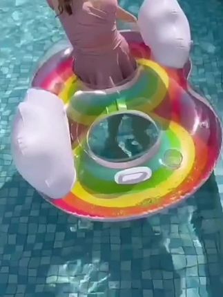 泳圈女水上充气可躺8字浮圈双人加厚加大彩虹浮排成人浮床游泳圈#好物推荐🔥