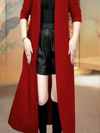 新品休闲气质中长款冰麻针织外套风衣#简约大气 #时尚穿搭女装 #舒适穿搭