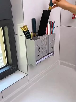 壁挂式筷子桶北欧家用多功能无痕挂式沥水筷子笼厨房创意置物架#筷子筒 #筷子筒推荐 #筷子筒壁挂式