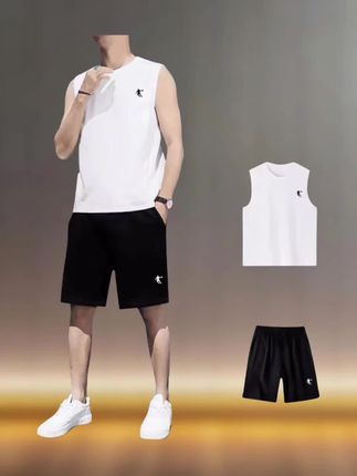 乔丹夏季运动套装#夏季穿搭 #运动套装 #无袖t恤 #透气舒适 #运动健身