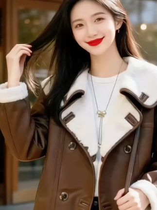 新款大码女装欧货休闲时尚高品质大翻领加绒显瘦高级感外套#穿搭 #时尚穿搭 #每日分享 #时尚 #减龄气质