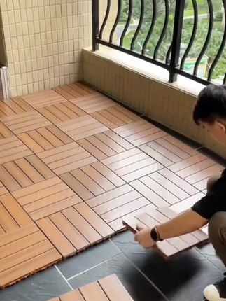 户外地面庭院花园露台阳台防腐木塑木拼接地板水泥地自铺防水耐晒 #户外 #户外塑木地板 #户外塑木 #塑木地板厂家 #好东西一起分享