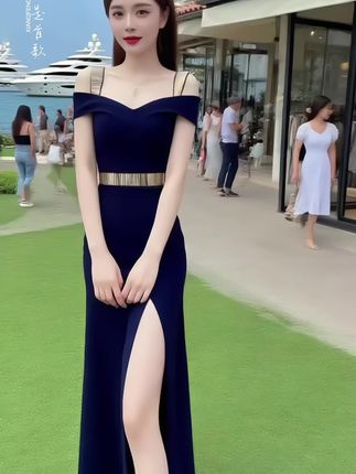 夜店气质露肩设计感开叉连衣裙足浴技师性感长裙吊带一字领晚:/ 礼服#时尚气质穿搭 #清纯女神 #高级感海边长裙推荐 #气质仙女裙穿搭