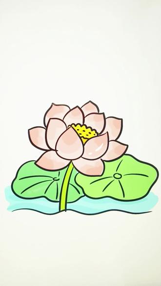 用水滴形画荷花#简笔画#画画教程#学画画#画画