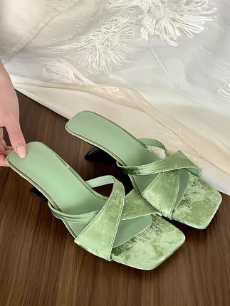 #夏季外穿 #法式方头 #仙女风 #坡跟凉拖鞋 #时尚凉拖鞋