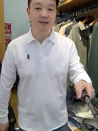 买一件送一件只要几十块钱的长袖POLO衫白色上身效果#男装搭配 #品质男装 #男装 #原创作品