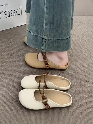 凉鞋 达芙妮集团旗下包头半拖鞋女夏外穿2025新款平底半托单鞋法式凉鞋#凉鞋#半拖鞋#平底鞋#包头女鞋#夏季穿搭@抖加🔥上热门🔥dou+🔥热点宝