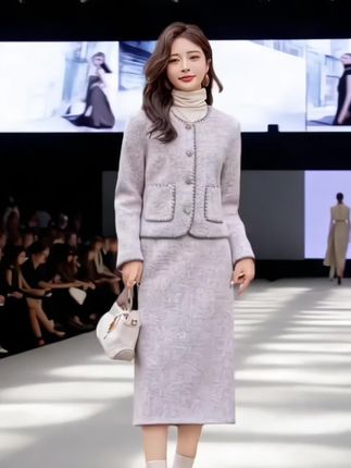 法式小香风甜美套装裙女2025春秋新款时髦名媛羊毛呢半身裙两件套#高级感穿搭 #优雅气质 #小香风套装 #女神穿搭 #气质范