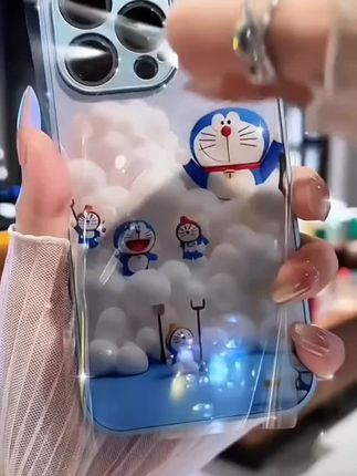 哆啦A梦手链适用苹果16pro玻璃手机壳华为oppo新款小米15vivo防摔