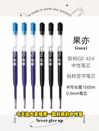 Guoyi/果亦欧标G2中性笔芯10支装水性子弹头笔尖出芯口2.5mm#工资条制作 #学习打卡表 #cad圆角怎么画 #非去不可ppt模板