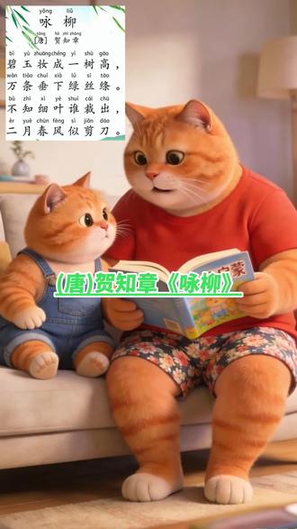 胖橘白话文教小橘唐诗《咏柳》太搞笑#搞笑 #搞笑视频 #萌宠出道计划 #大橘猫 #萌宠