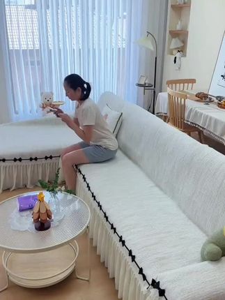 V/雅鹿雪尼尔裙边四季通用沙发巾2025新款沙发盖布巾套罩一片式##沙发垫 家居好物