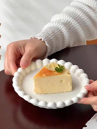 ins风珠边陶瓷盘 法式餐盘创意甜品蛋糕盘 精致下午茶点碟#陶瓷盘#甜品盘#糕点盘