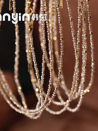 仿水晶项链 2mm爆闪香槟圆切面米珠项链#项链 #项链推荐 #项链饰品 #首饰#好物推荐