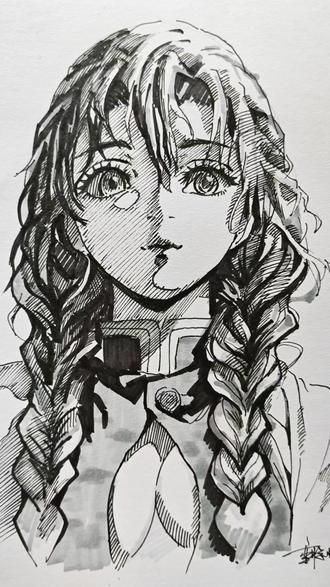 这就是美术生的爽文吗(密璃绘画过程) #真实生活分享计划 #二次元手绘 #鬼灭之刃 #甘露寺蜜璃 #绘画教程