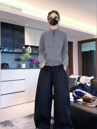 韩系简约立领拉链长袖卫衣开衫2025秋冬季新款双腰线显瘦百搭上衣