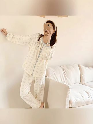 《纯 棉带胸垫》孕妇是睡衣月子服产后哺乳睡衣孕妇喂奶家居 服产妇#孕妇睡衣 #月子服 #带胸垫睡衣 #纯棉睡衣