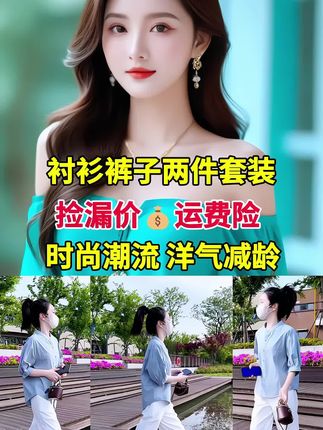 #爆款衬衫裤子两件套 #时尚爆款休闲套装 #夏季穿搭 #谁穿谁好看 @抖音电商 @抖音电商带货 @抖音开放平台