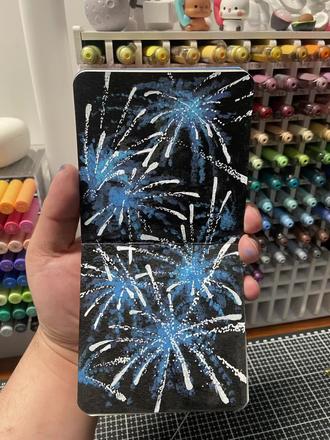 烟花|丙烯马克笔|速涂爆改 3个颜色拯救画废了的翻翻乐😂#真实生活分享计划 #翻翻乐#丙烯马克笔#零基础学画画 #跟着抖音学画画