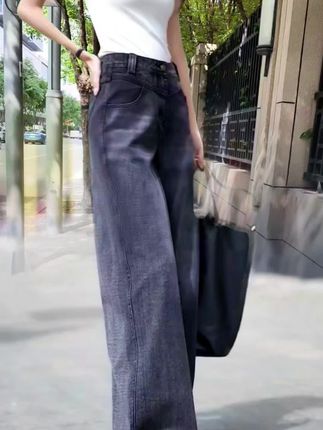 姐妹们快来整我身上这条纯棉高腰阔腿牛仔裤 穿着太好看了#显瘦穿搭 #遮肉显瘦 #百搭裤子 #阔腿裤 #牛仔裤