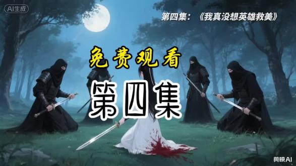 🔥救命!白衣女子月夜被围太刺激!🗡️血溅草地悬念拉满!😱免费看第四集速冲!#Al生成#剪辑#连续剧#动漫#动漫解说
