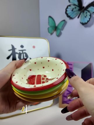 【四个】茶语甜心味碟蘸料碟酱油碟可爱少女心釉下彩高颜值新款#春英好物分享