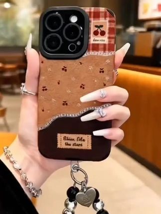 碎花樱桃适用苹果17华为vivo/oppo小米iPhone16pro瞳眼羊皮手机壳#个性手机壳 #这个手机壳真的长在我心巴上了 #数码科技 #必备