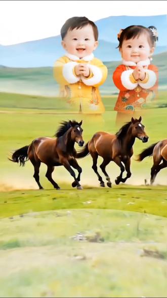 #萌娃系列#萌娃送祝福#马到成功#内容由ai生成仅供欣赏 @