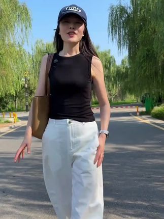 Miss sumeyY3810自制高腰显瘦休闲九分裤女2025小个子阔腿弯刀裤#九分裤女 #休闲裤 #小个子穿搭 #弯刀裤 #显瘦穿搭