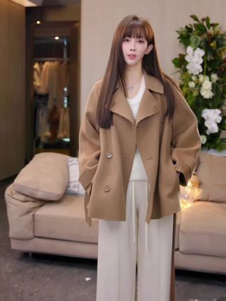 【mimius】P 高奢老钱感双排扣风衣式系带羊毛大衣 !#游鹿鹿 #高级感穿搭 #秋冬大衣 #这也太好看了 #高级感穿搭