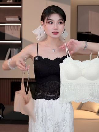 曼娜莎【瑰梦花期】蕾丝性感百搭舒适夏季凉感吊带背心显瘦无痕美背