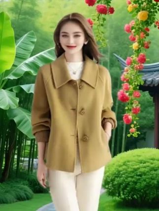 新款女装双面呢百搭大衣时尚高端洋气显瘦双面绒外套韩版个性潮#时尚减龄洋气高大上