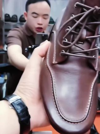 #高帮休闲马皮男鞋 #固特异商务复古做旧乐福鞋 #系带一脚蹬男士休闲鞋#真皮皮鞋#高端男鞋