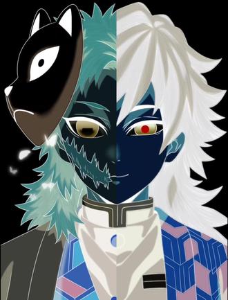 你看见他们了吗?#富冈义勇和锖兔 #鬼灭之刃 #盯住红点10秒 #蝶绮绮 #绘画