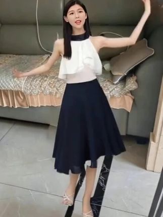 黑色雪纺半身裙夏季2025短裙新款A裙百搭显瘦高腰小个子裙子垂感