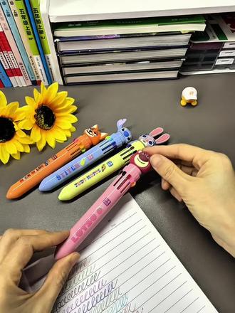 迪士尼疯狂动物城多色按动圆珠笔可爱创意做笔记专用彩色中性笔#圆珠笔#多色圆珠笔#迪士尼#十色笔
