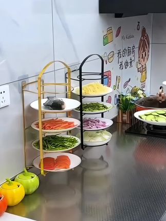 备菜置物架台面多功能火锅配菜碗碟收纳架厨房壁挂多层架#厨房收纳菜架#厨房置物架收纳架##好物推荐🔥 #百货好物分享 @DOU+上热门