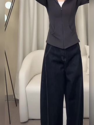 【高定版】修身短外套美式运动正肩收腰开衫春秋款修身运动卫衣#修身短外套#高腰开衫#修身运动卫衣