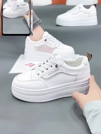 厚底一脚套小白鞋,小个子显高穿搭#百搭小白鞋 #厚底小白鞋 #好穿不累脚 #透气舒适 #夏日穿搭小心机