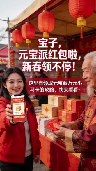 宝子,元宝派红包啦,新春领不停!这里有领取元宝派万元小马卡的攻略,快来看看~#元宝派红包#元宝派万元小马卡#元宝派小马卡#元宝派#元宝派红包攻略